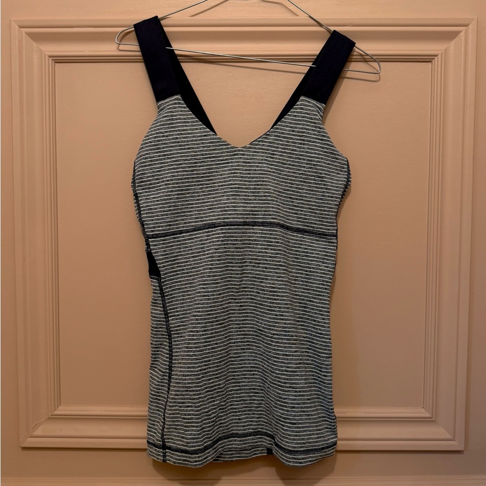 Lululemon Athletica Charcoal and White Striped Tank Top